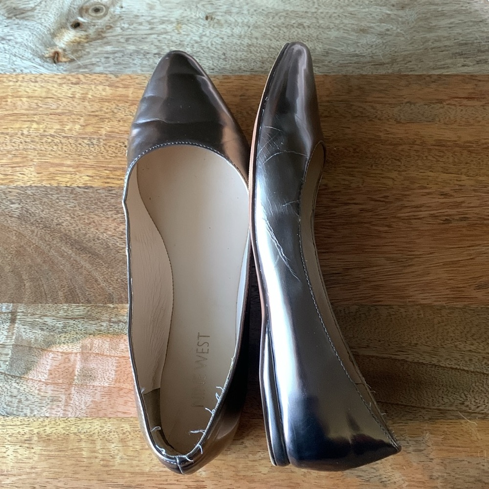 Nine West silver pointed flats 6 6M - Picture 4 of 14